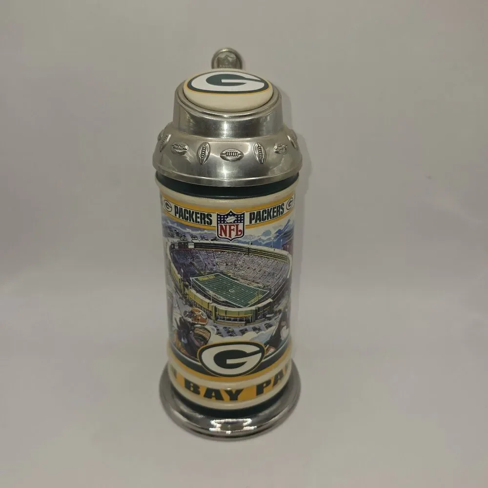 Vintage Green Bay Packers NFL Danbury Mint Lambeau Stadium Players Stein Tankard
